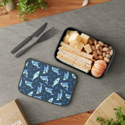 Sharks Bento Box with Band and Utensils