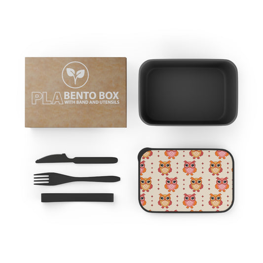 Owl  Bento Box with Band and Utensils
