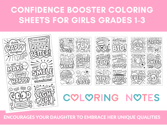 Confidence Booster Coloring Sheets for Girls (Grades 1-3) Digital Download