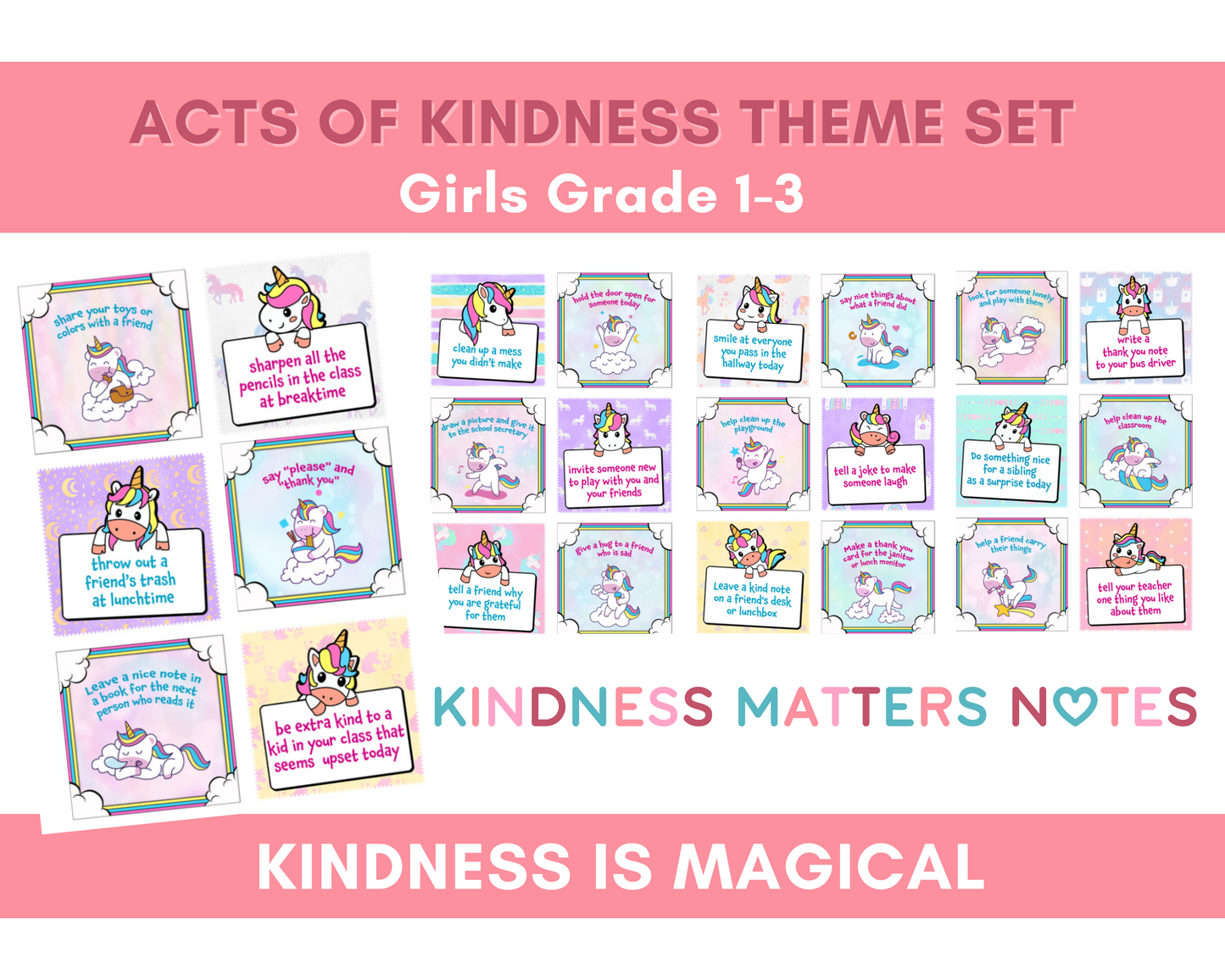 Acts of Kindness Magical Unicorn Collection for Girls (Grades 1-3) Digital Download